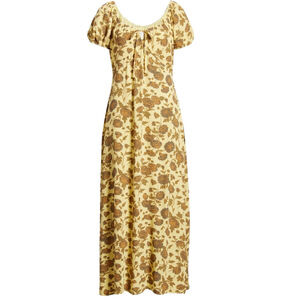 Treasure & Bond Mustard Floral Maxi Dress